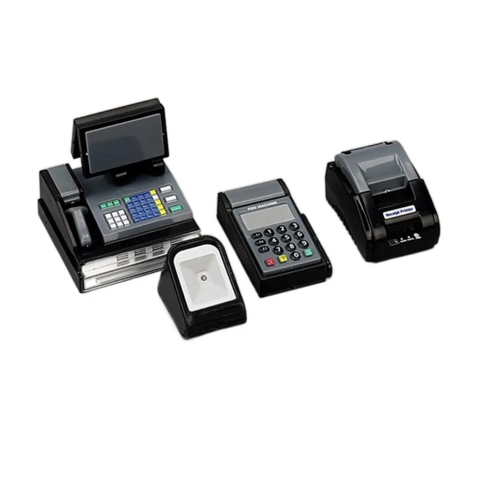 Mini Doll House Cash Register DIY 1:6/1:12 Scale Miniature Cash Register Funny Black Gray Mini Supermarket Store Card Machine 5