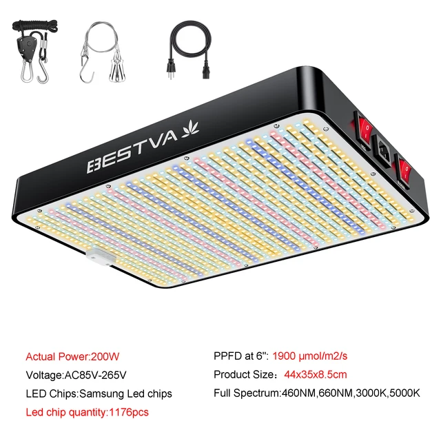 Bestva Phytolamp Teljes Spektrum Grow Fényfogyasztás 200W Veg Bloom A Beltéri Növények Számára Magvirág Hidroponikák 100X100 Sátor