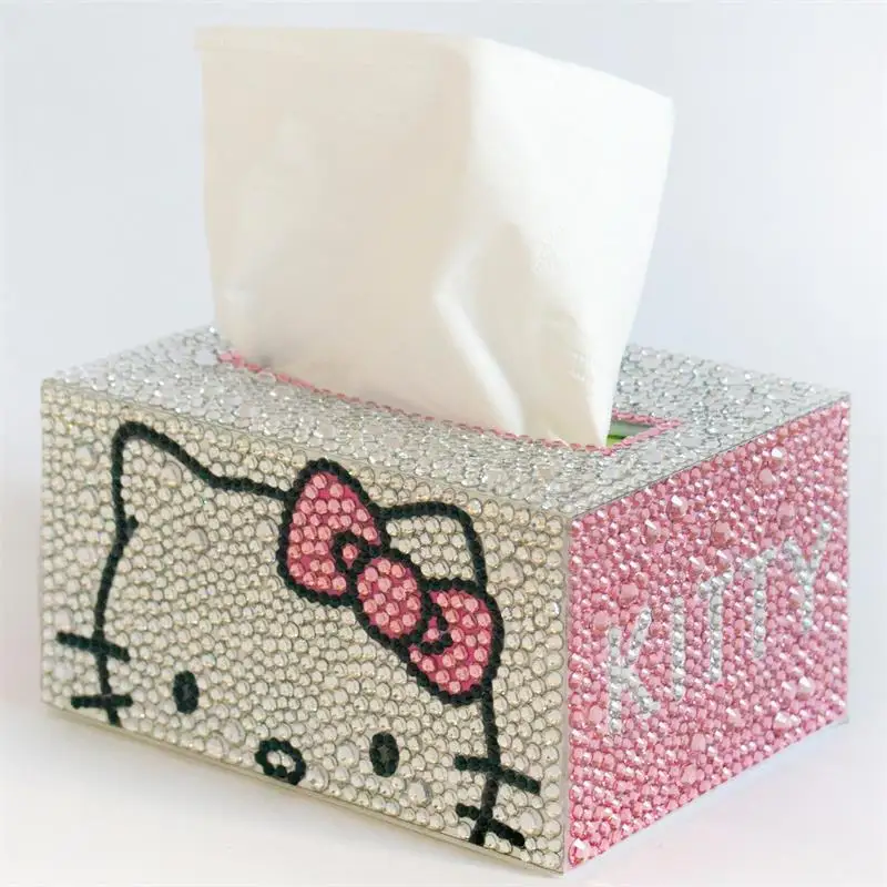 sanrio Hello Kitty kawaii DIY Creative Diamond Painting Tissue box Anime cute Home storage tissue box decorate Toys Girl Gift