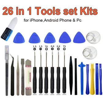 Kit Professionale 26 in 1 per Riparazione Cellulari, Cacciaviti con Leva per Apertura Schermo e Ventosa per iPhone Samsung Xiaomi