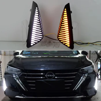 Luci Diurne LED 12V per Auto Nissan Sentra Sylphy 2023 con Indicatori di Direzione Gialli e Luci di Marcia Blu Notturne