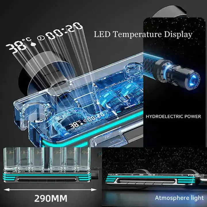 Luxury Piano Digital Bathroom Shower Set 12 Inch Rainfall Shower Head Hot Cold Bathroom Faucets Thermostatic Piano Shower System 4