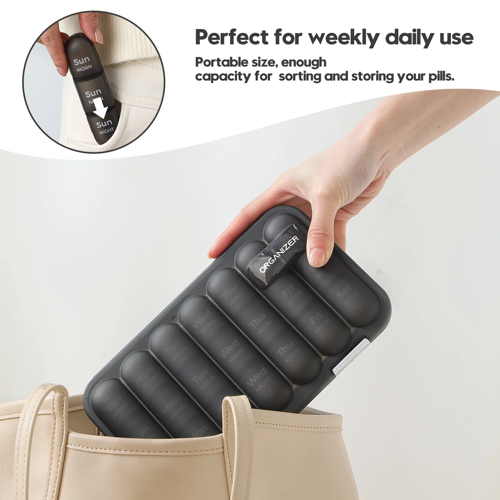 7 Day Pill Organizer 21/28 Compartments Large Pills Organizer Case for Medicine Vitamins Medication Travel Home Weekly