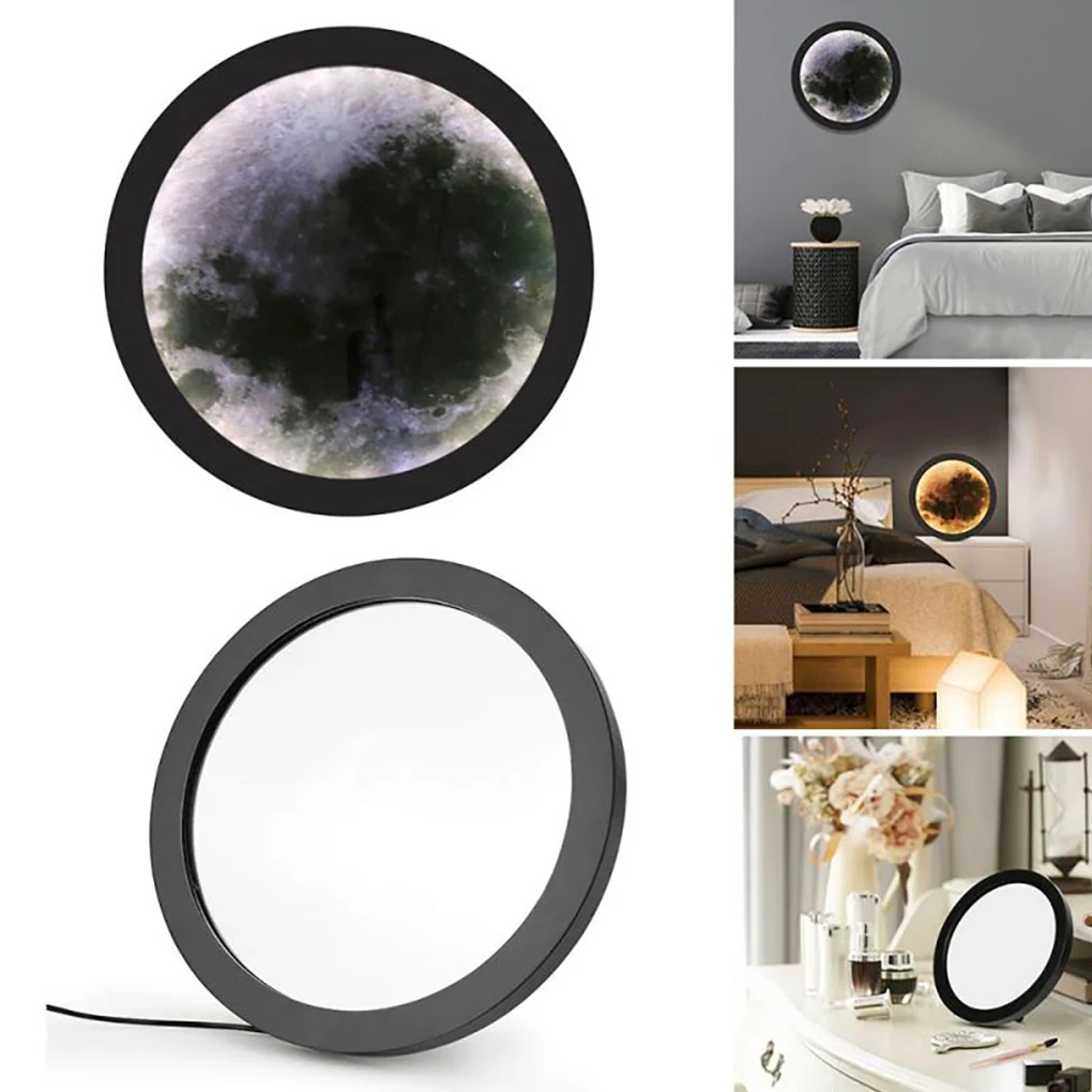 Makeup Mirror Round Cosmetic Mirror with Night Lamp Bedroom LED Night Light Makeup Supplies, Moon, 25cm 4