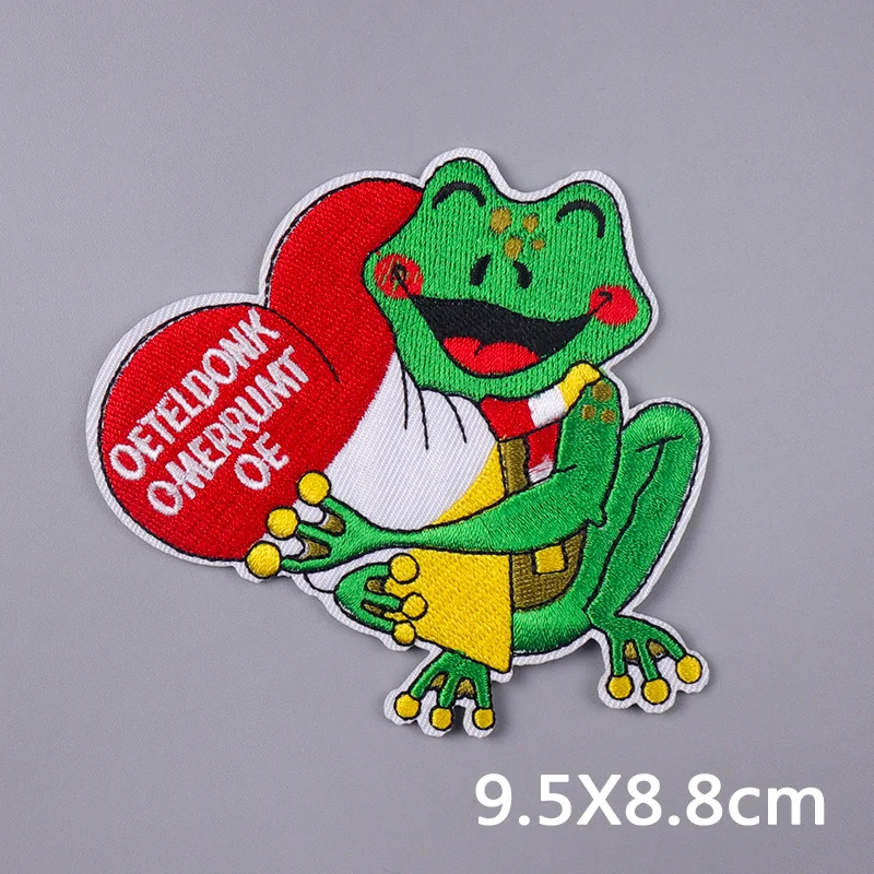 Netherland Carnival Oeteldonk Emblem Iron On Patches For Clothing Thermoadhesive Patches Embroidery Stickers Happy Frog Patch