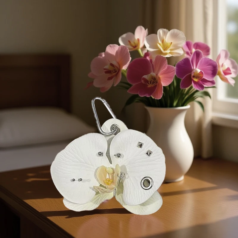 Kreative schöne Phalaenopsis Tuch Schlüsselanhänger Simulation Blumen Schlüsselanhänger Telefon Charms elegante Tasche Anhänger Zubehör Geschenk