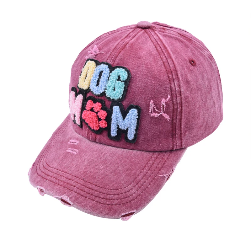 New Dog Mom Embroidered Adjustable Baseball Cap Women Washed Patch Snapback Casual Dad Hat Outdoor Cotton Hip Hop Trucker Caps 6