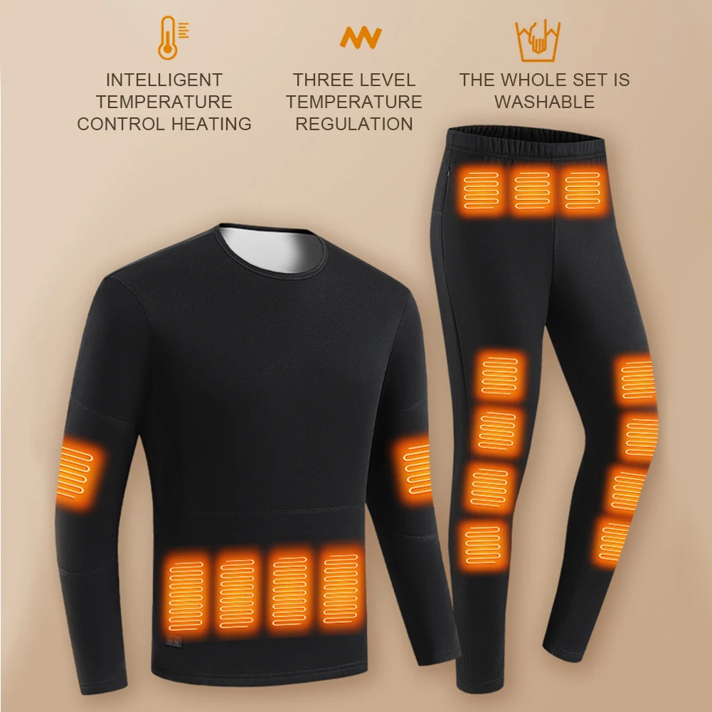 30 Heating Zones Electric Heated Underwear USB Winter Outdoor Sports Underwear Electric Heating Clothing for Women Men