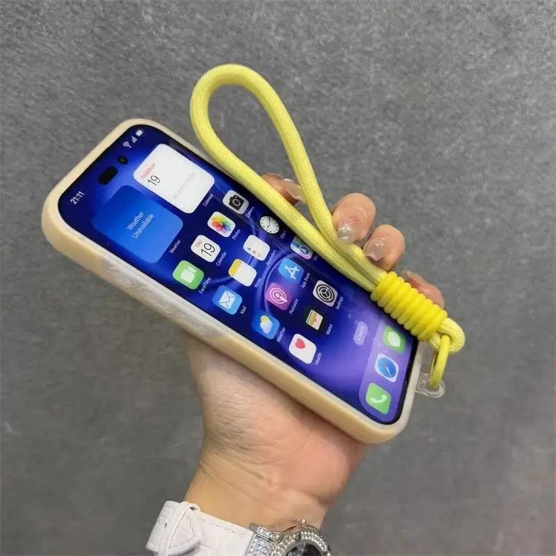 Magnetic Candy Contrast Lanyard Wrist Strap Case with Matte Finish