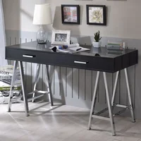 Computer Sit Stand Up Desk, Modern Look While Providing Reliable Stability ,Chrome 2-Drawer Writing Deskit Offers 1