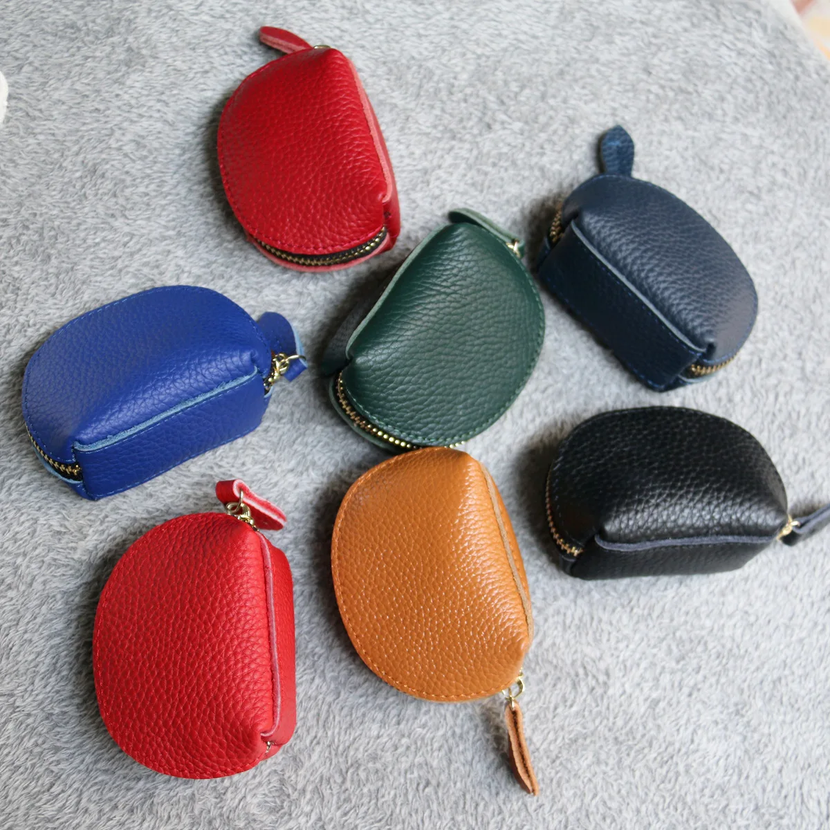 Vintage Women Genuine Leather Coin Purses Girls Zipper Wallet Ladies Clutch Change Purse Female Small Shell Money Bag Wallets