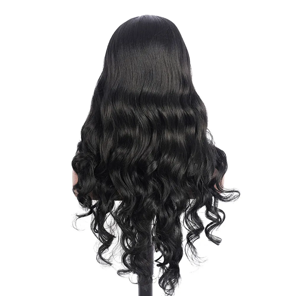 Long Body Wave Lace Front Wigs For Black Women 26 Inches  Synthetic Natural Color Middle Part Lace Hair Wigs Heat Resistant