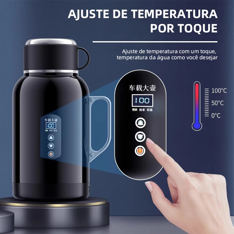 Chaleira elétrica universal com controle de temperatura inteligente, 12v/24v, 1 capa, garrafa térmica de viagem para carro de dupla finalidade - Imagem 5
