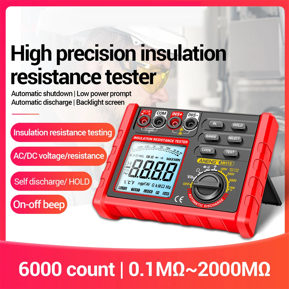 ANENG MH15 Insulation Resistance Multifunctional Digital Meter Automatic discharge AC/DC Voltage LCD Megohmmeter Tester Tools voltage tester resistance tester