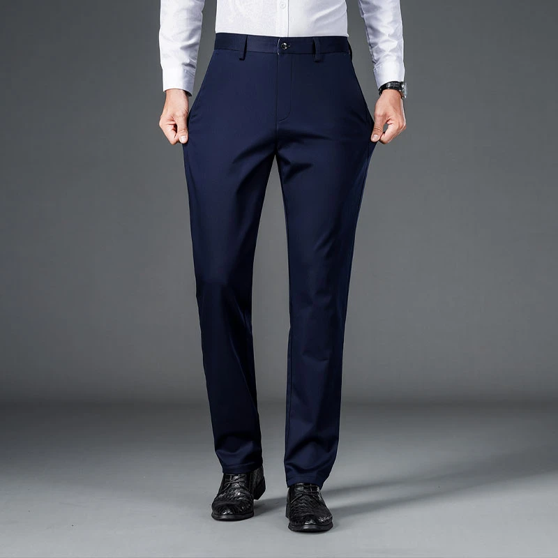 Male Pants Stretch Solid Black Smart Casual Men's Trousers Office Quick Dry Suit Pants New Spring Autumn Korean Straight Pants 5