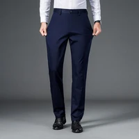 Male Smart Casual Pants Stretchy Sports Men's Fast Dry Trousers Spring Autumn Full Length Straight Office Black Navy Work Pants 2