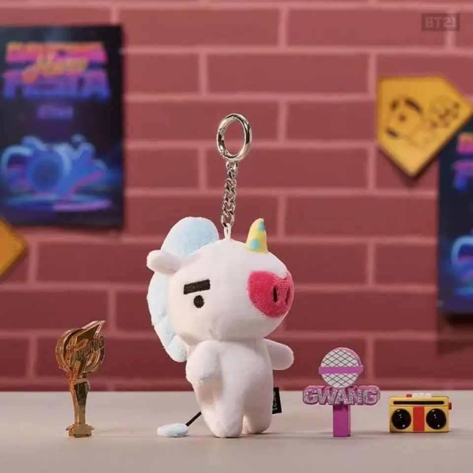 BT21 Cartoon Plush Toy Keychain - Kawaii Aries RJ Pendant Backpack Accessory, Anime Merchandise