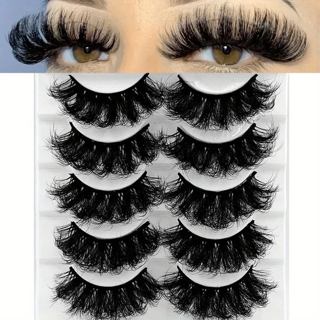 5 Pairs Eyelashes Faux Mink Eyelashes Long Lasting Fluffy Mink Lashes Dramatic Volume lashes Extension Thick Long