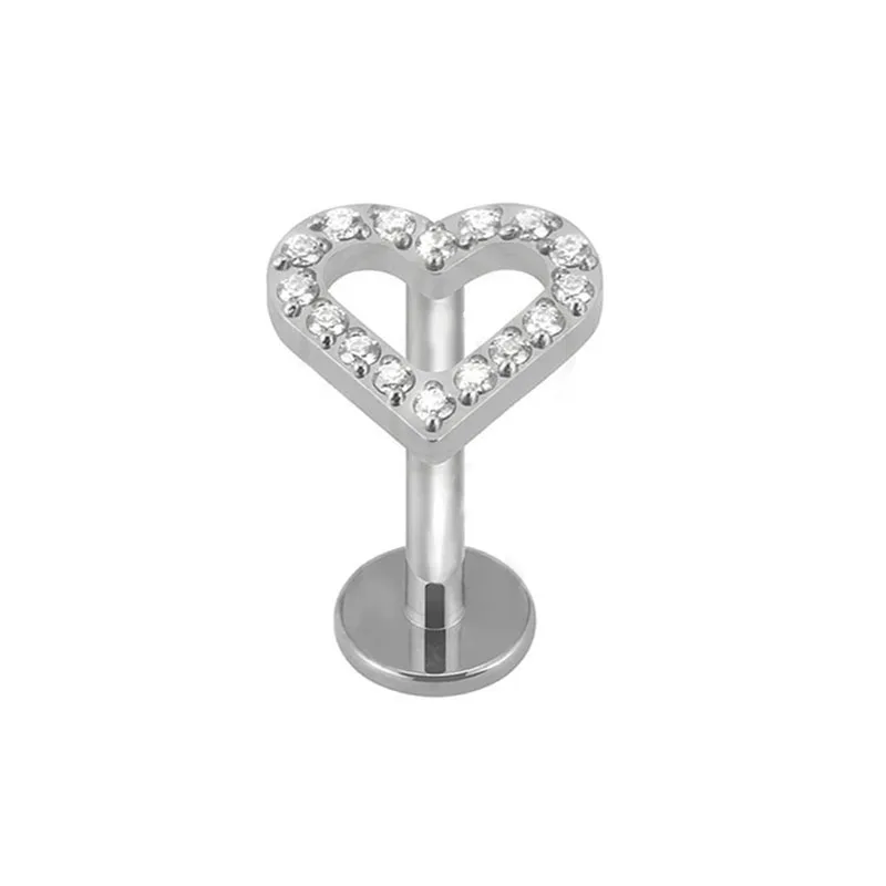 ASTM F136 G23 Titanium Flower Moon Heart Threadless Piercing Leaf Drop Pin Push in Lip Stud Daith Conch Earring 16G 18G 20G