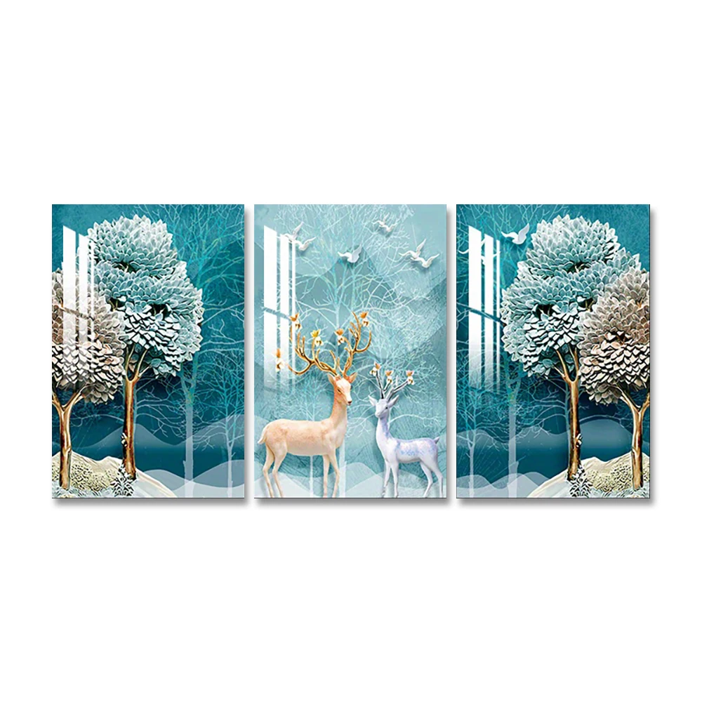 FOLKOR Elch Wandbild Im Vintage Goldrahmen - Rustikale Dekoration Für Wohnzimmer