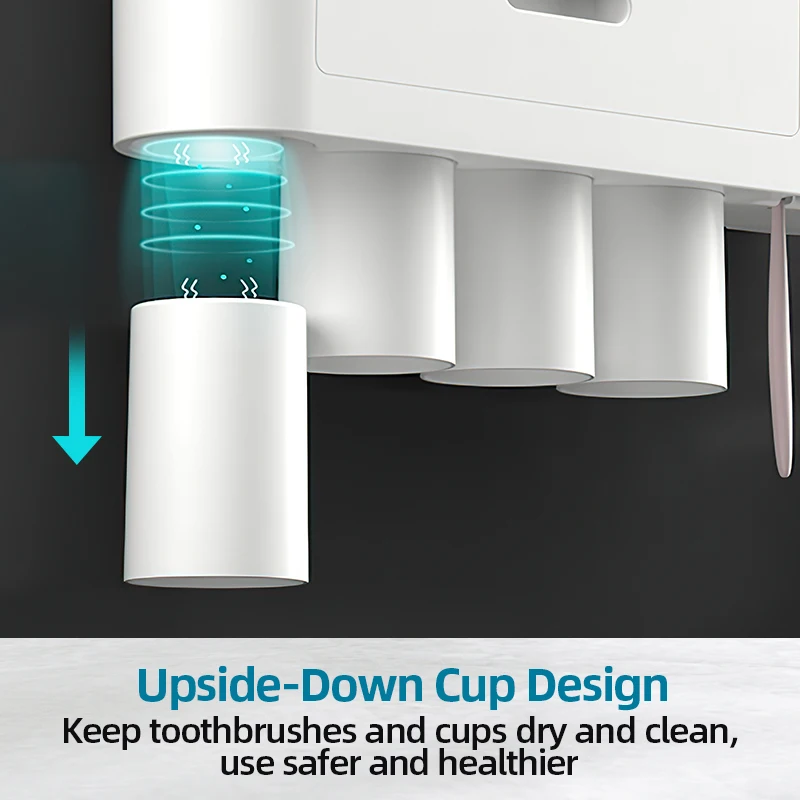 Toothpaste squeezer toothbrush holder toothpaste dispenser bathroom storage rack Bathroom Magnetic Adsorption Inverted Toothbrush Holder Wall-Automatic Toothpaste Squeezer Storage Rack Bathroom Accessories