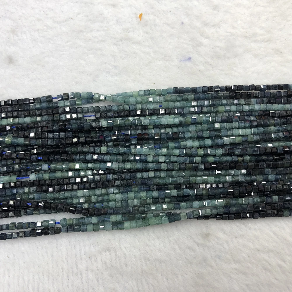 Natürlicher blauer Turmalin mit Farbverlauf, facettiert, rund/Würfelperlen, 2 mm, 3 mm, 4 mm, für Schmuckherstellung, Armband, Halskette, Perlen zum Selbermachen – Detail 8