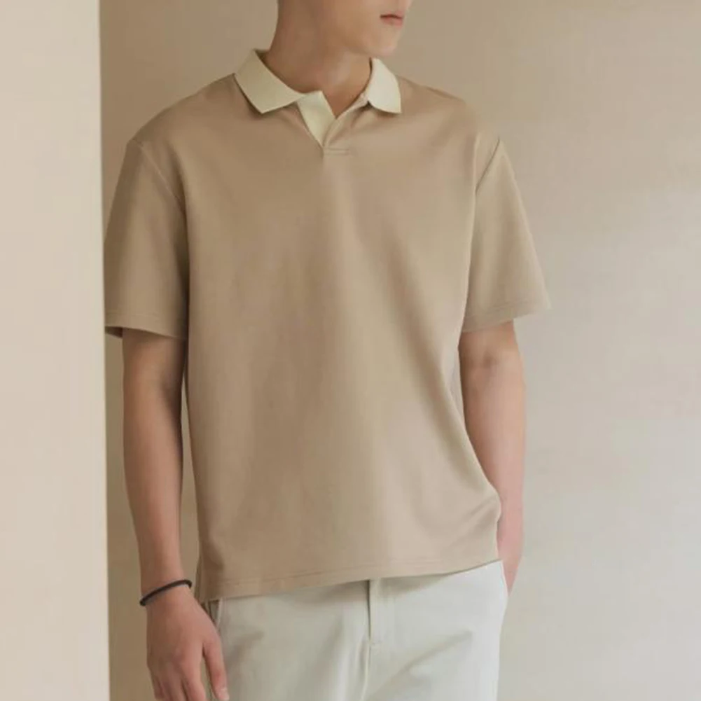 

Летняя короткая мужская рубашка, новые удобные высококачественные корейские свободные мужские пуловеры, короткая летняя рубашка высокого качества