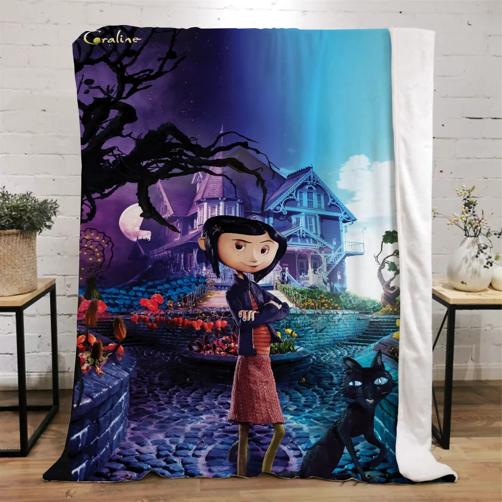 Coraline Fluffy Soft Blankets Characters Picnic Throw Blanket Bed Knitted Plaid Home Interior Microfiber Bedding Beach Towel hand knitted blanket,microfiber blanket,picnic blanket