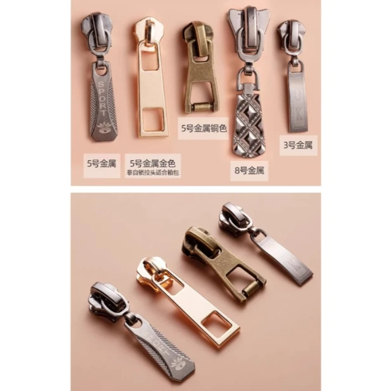 5 Pcs 3#/5#/8# Metal Zipper Sliders for Resin/Metal/Nylon Zippers Apparel Replacement Zipper Sliders DIY Sewing Supplies