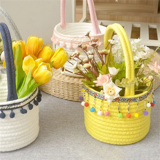 Mini Rattan Szövés Virágkosarak Kézzel Szőtt Zöldségtároló Kosár Ételek Esküvői Dekoráció Otthoni Piknikhez - Image 3
