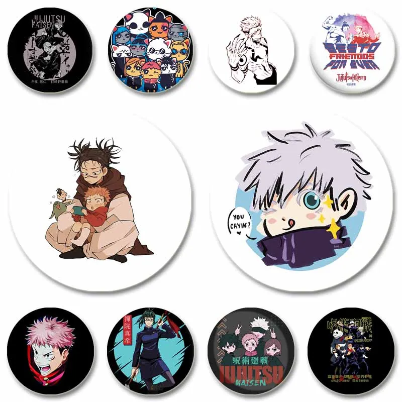 

Anime Jujutsu Kaisen Badge Cute Gojo Satoru Yuji Itadori Round Lapel Pins DIY Backpack Collar Brooch Fashion Jewelry Accessories