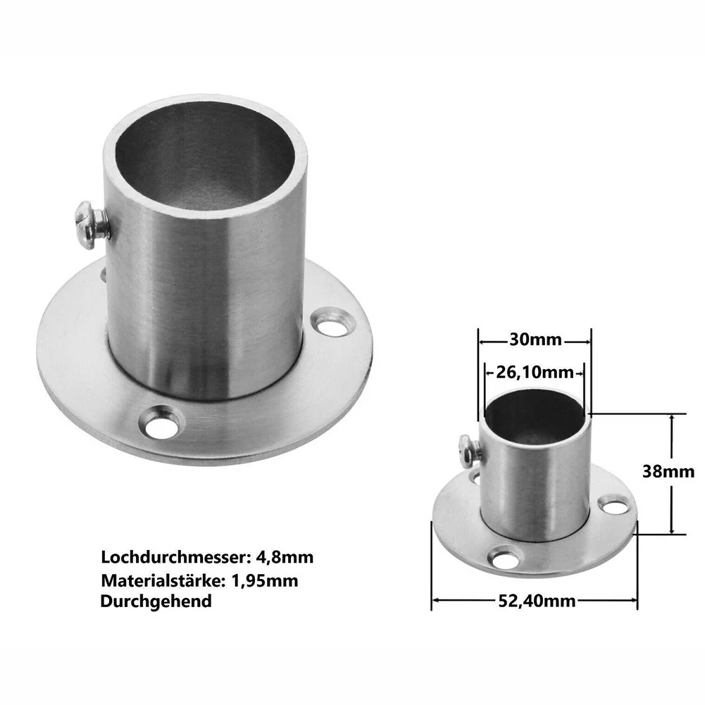 Stainless Steel Flange Bracket for Wardrobe Curtain Cloth Rod Seat Round Connection Tube 19 22 26 33 38 51mm Household Furniture flange connector,wardrobe bracket