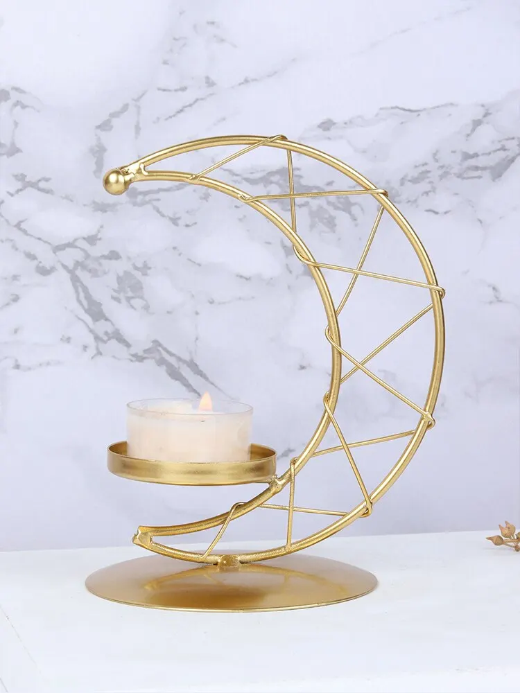 Candle Holders Modern Moon Metal Candlestick Romantic Wedding Candle Holders Decoration Candelabra Dining Table Decor Fashion Home Decor
