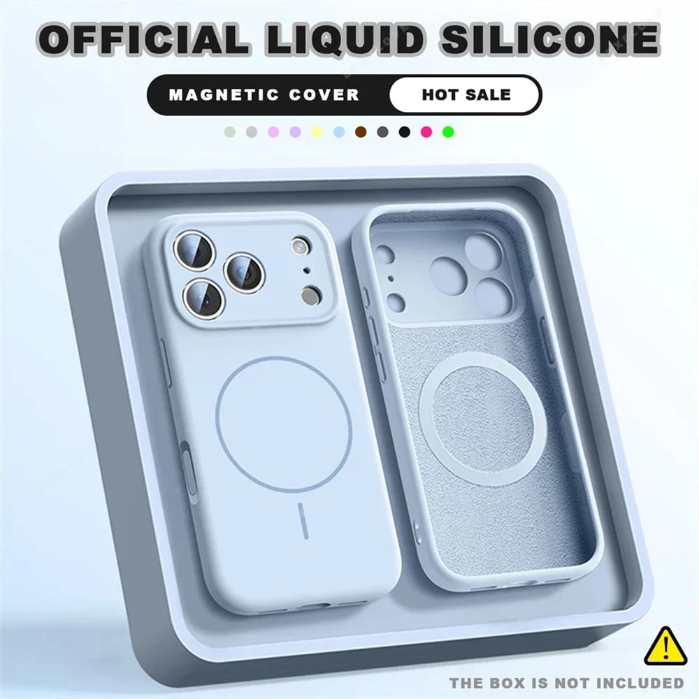 For Magsafe Liquid Silicone Phone Cases For iPhone 17 16 15 14 13 12 Pro Max 16 Plus Air Case Magnetic Wireless Charging Cover