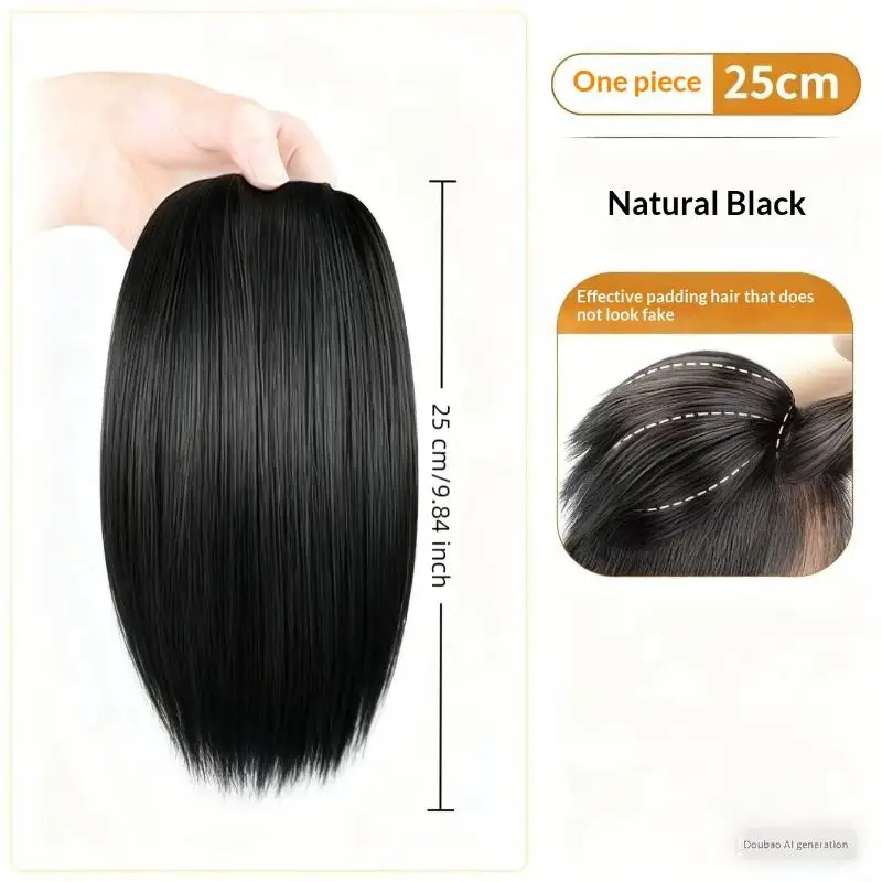 Topper per capelli sintetici invisibili, voluminoso e naturale, in seta di mais, per donna, con effetto volume e corona alta - immagine 6