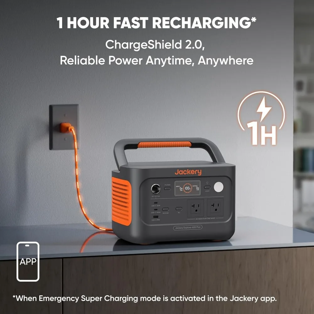 Solar Generator, Equipped with 100W Solar Panels, 632Wh LiFePO4 Battery, 800W AC 100W USB-C Output, Portable Power Station 3