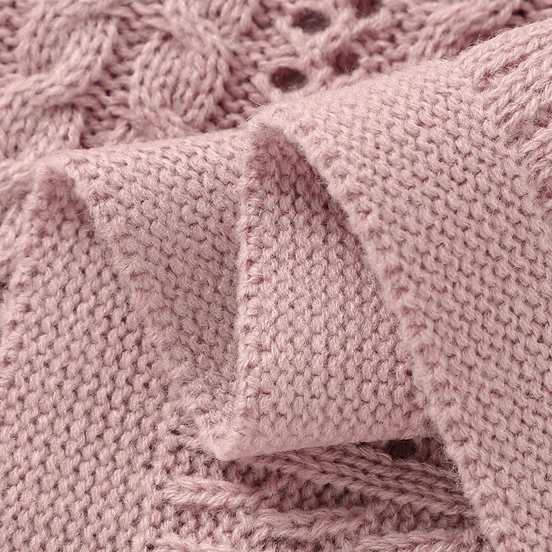 Anti-pilling Soft 0-24 Months Newborn Boys & Girls All-season Blankets Breathable Knitted Acrylic Baby Toddler Swaddle Blankets 4