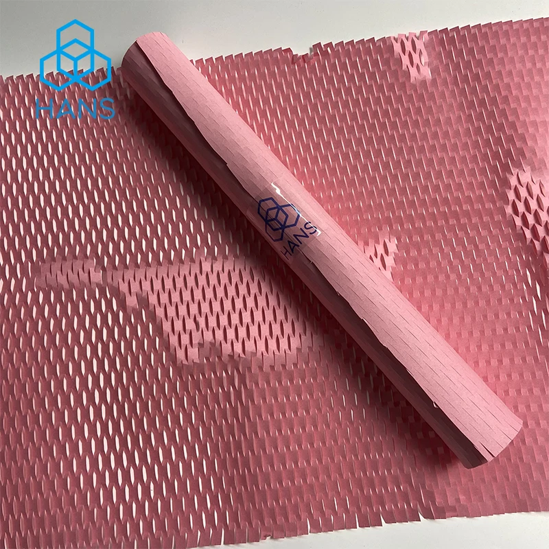 Pink Packaging Paper 30cm Honeycomb Cushioning Wrap Roll Perforated-Packing，Honeycomb Wrap Roll for Packing & Moving