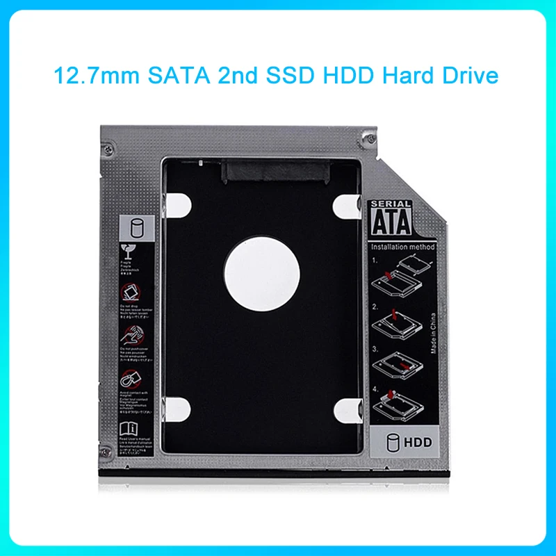 GOFORAY 12.7mm SATA 2nd SSD HDD Hard Drive Caddy for DVD-ROM / CD- BLACK