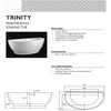 Trinity 69" - Modern White Freestanding Soaking Bath Tubs for bathroom, With Chrome Drain - Semicircular Acrylic Fiberglass 4