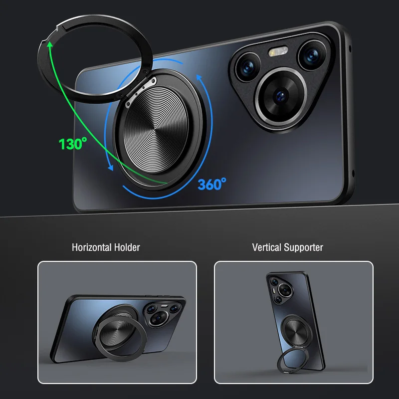 Enhanced Magnetic Rotating Ring Stand Case with Matte Finish and 360-Degree Protection
