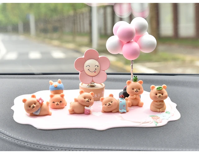 6pcs Resin Car Accessories Cute Bear Creative Car Center Console