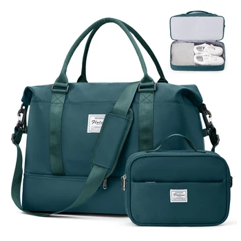Travel Duffle Bag, Gym Weekender Bags for Women with Shoe Compartment, Large Hospital Carry on Overnight Bag with Toiletry Bag 1