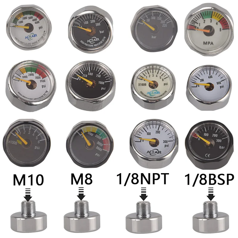 

HPA Mini Pressure Gauge Manometre PCP Valvula Reguladora Accesorie BAR MPA PSI Scuba Fittings Pump Airsoft Valve Parts Aquarium