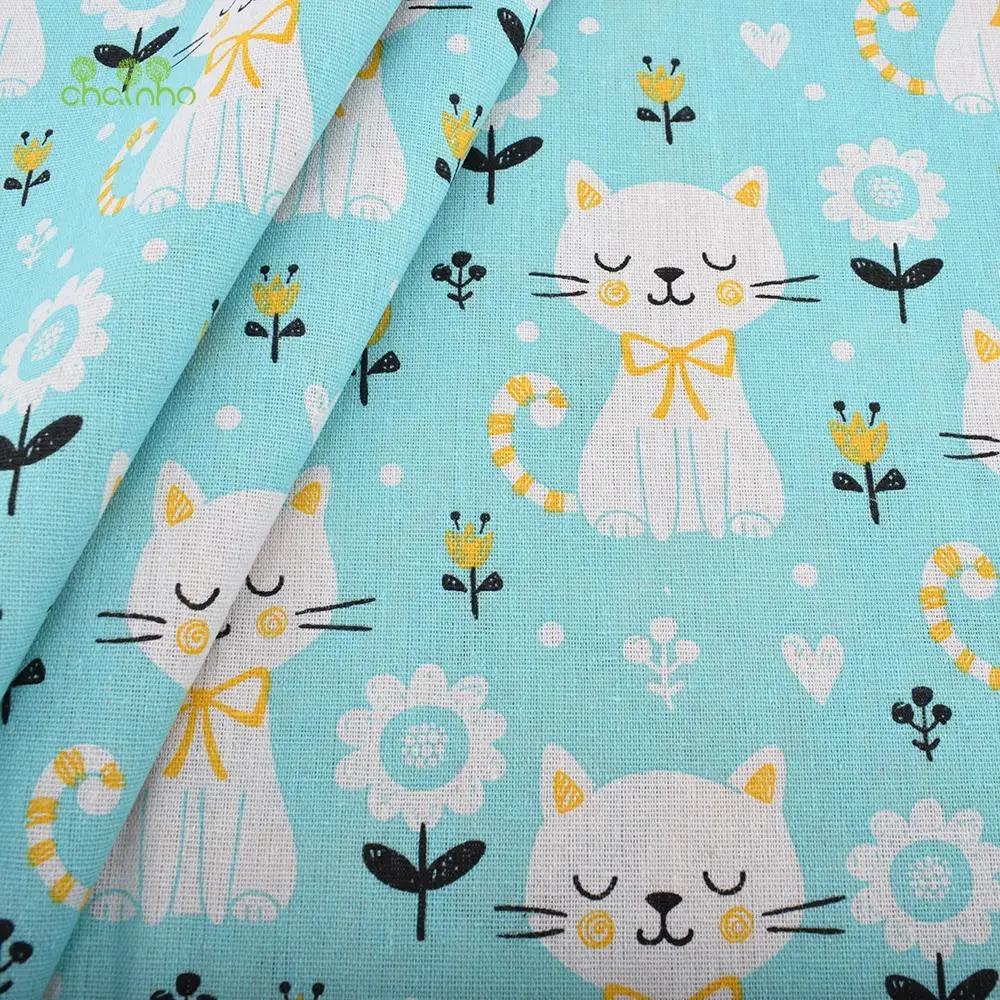 Chainho,Printed Cotton Linen Fabric,Cats,& Owl Serires,DIY Quilting & Sewing,Sofa,Table Clothes,Curtain,Bags,Cushion Material