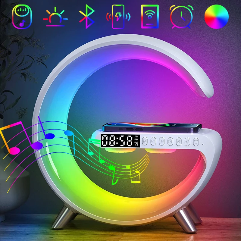 Bluetooth Speaker Led Alarm Clock.rgb Colorful Atmosphere Night Light