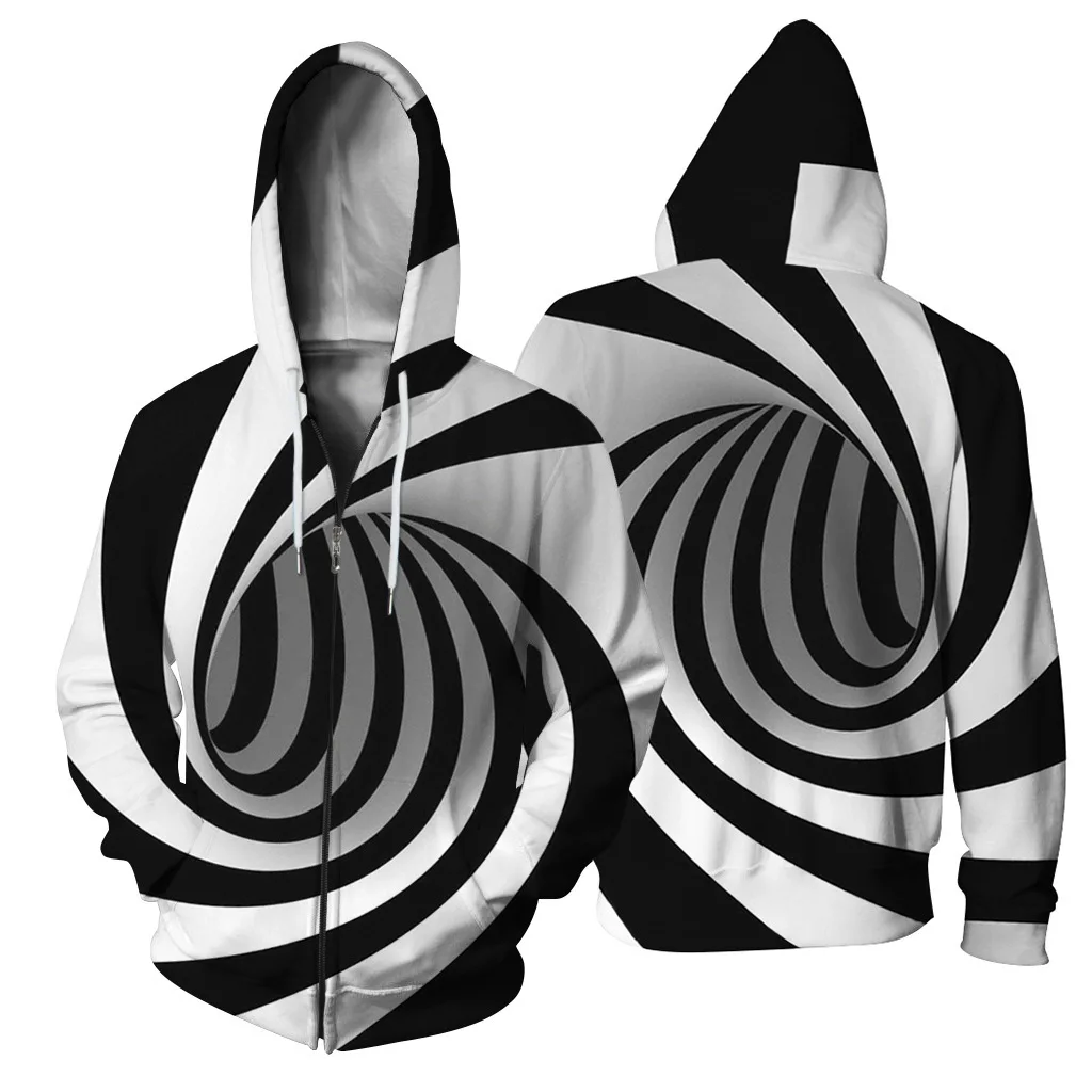 thumbnail image 1 of Sudadera con capucha para hombre de primavera y otoño con estampado de lobo Harajuku en 3D, cárdigan con cremallera y cordón de manga larga, 1 of 5