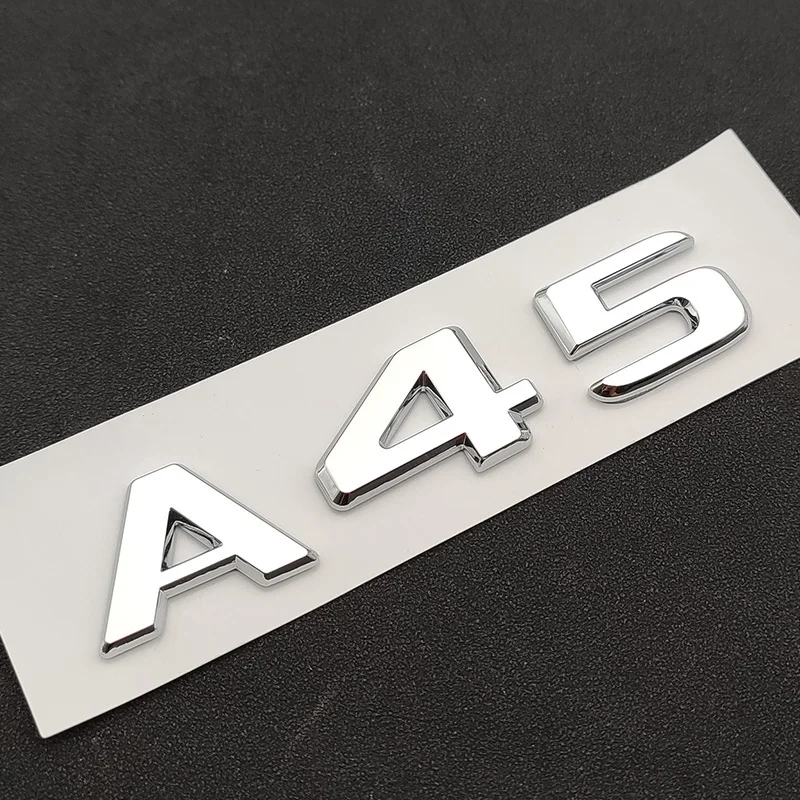 3d ABS Chrome Black A45 S Logo A45S Emblem Sticker Trunk Car Letters Turbo 4matic Badge For A45S AMG W177 Accessories