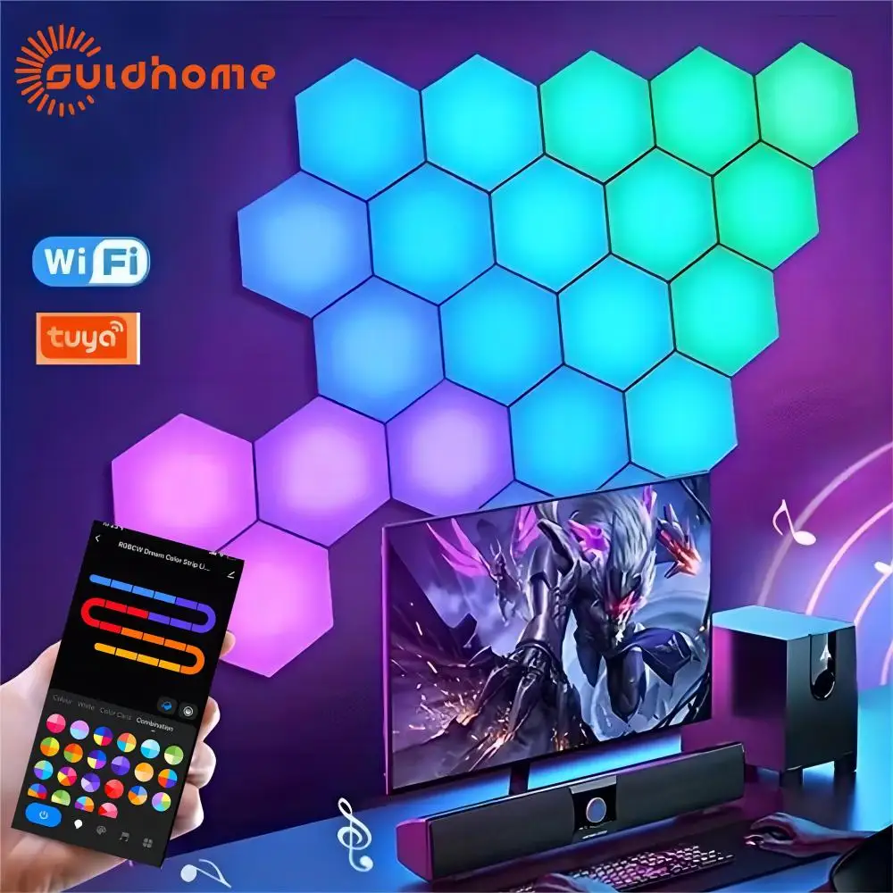 LED Hexagonal Quantum Lamp Smart Wall Panel Light RGBIC RGB Dream Color WIFI APP Voice Control Music Sync Work With Alexa Google led light led panel