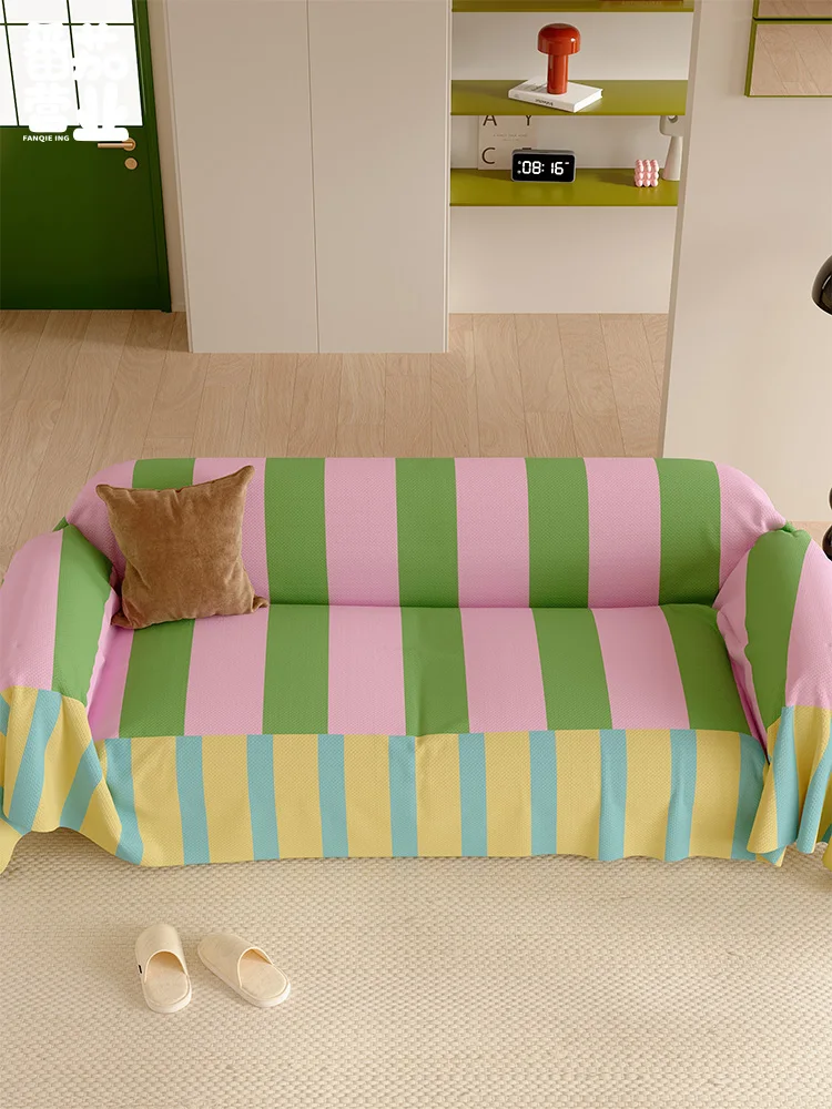  Striped Sofa Cover Korean Sle Home Living Room Dustproof Sofa Cloth Towel Sofa eet Modern mat Universal